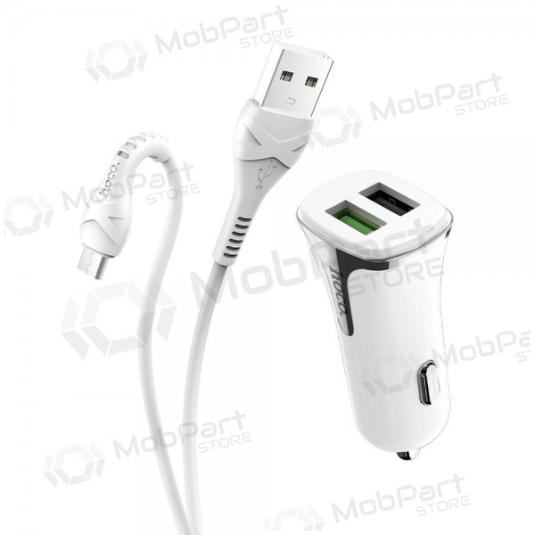 Laadija automobilinis Hoco Z31 Quick Charge 3.0 (3.4A) x 2 USB + microUSB (valged)