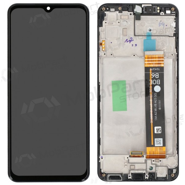 Ekranas Samsung A236 A23 5G su lietimui jautriu stikliuku ja rėmeliu Black originaalne (service pack)