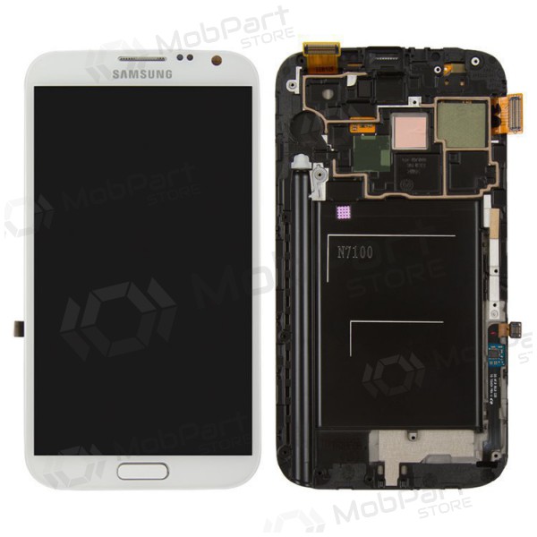 Samsung N7100 Galaxy Note 2 ekraan (valged) (koos raamiga) (service pack) (originaalne)