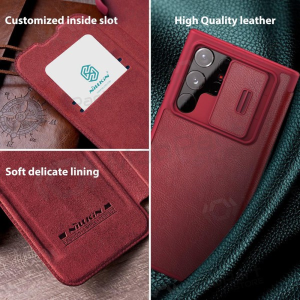 Ümbris / kaaned Nillkin Qin Leather Samsung A346 A34 5G punane