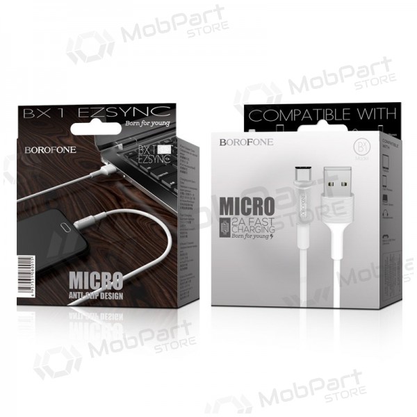 USB kaabel Borofone BX1 microUSB 1.0m (valged)