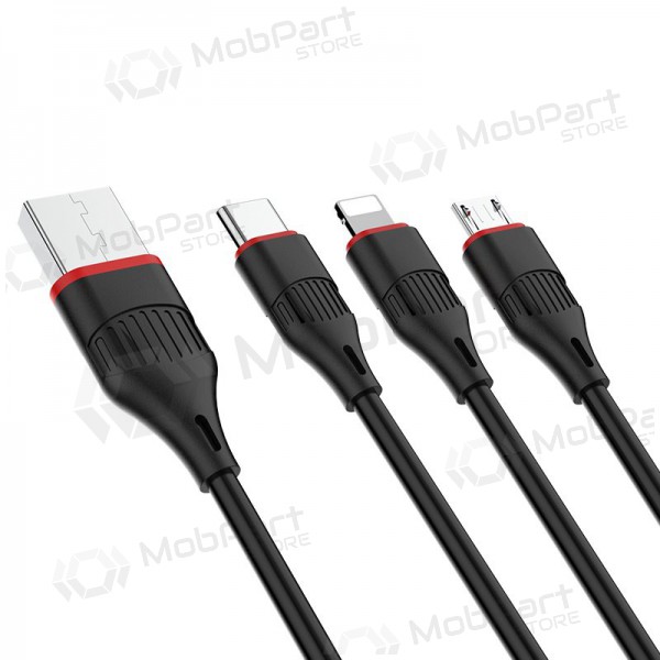 USB kaabel Borofone BX17 3in1 microUSB-Lightning-Type-C 1.0m (mustad)