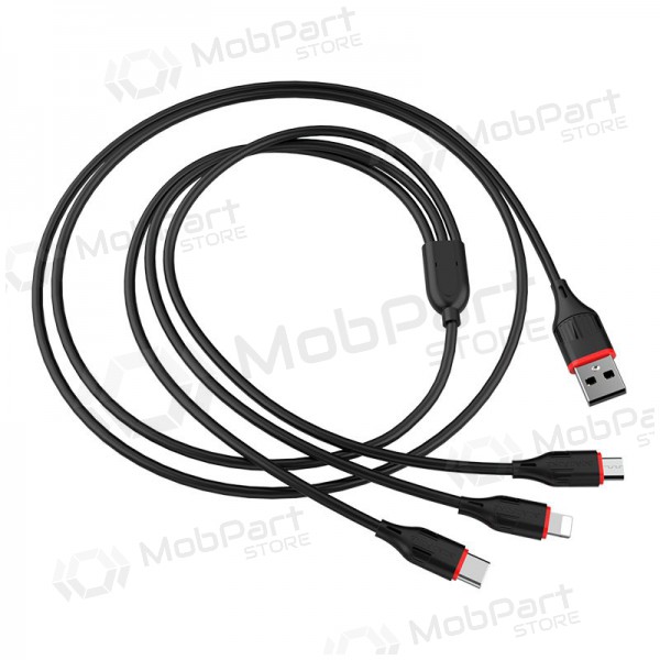 USB kaabel Borofone BX17 3in1 microUSB-Lightning-Type-C 1.0m (mustad)