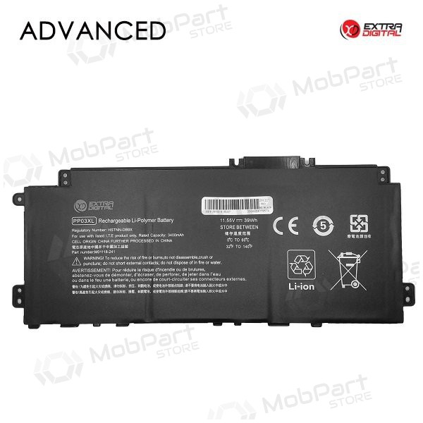 HP PP03XL, 3400mAh sülearvuti aku, Advanced