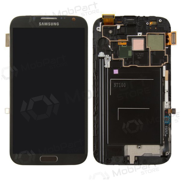 Samsung N7100 Galaxy Note 2 ekraan (mustad) (koos raamiga) (service pack) (originaalne)