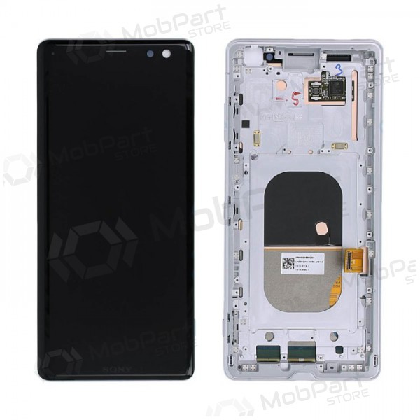 Sony Xperia XZ3 H8416 / H9436 ekraan (valged) (koos raamiga) (kasutatud grade B, originaalne)