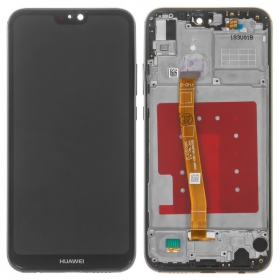 Huawei P20 Lite ekraan (mustad) (koos raamiga) (kasutatud grade B, originaalne)