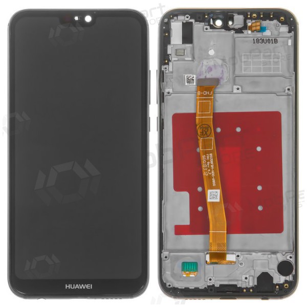 Huawei P20 Lite ekraan (mustad) (koos raamiga) (kasutatud grade B, originaalne)